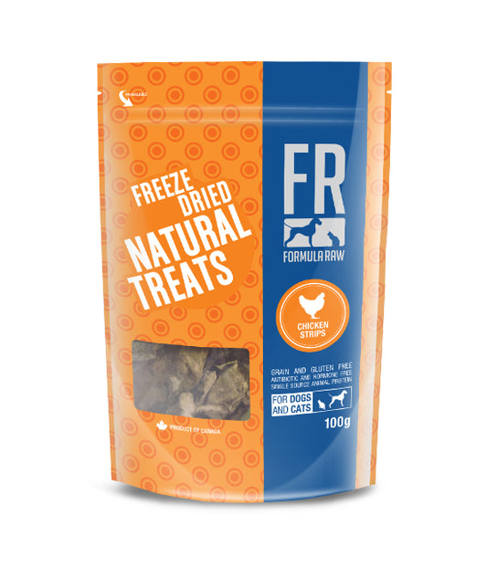 Freeze-dried chicken strip treats